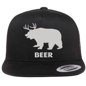 Deer Antlers + Grizzly Bear = Beer Funny Hunting Drinking Flat Bill Trucker Hat