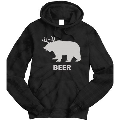 Deer Antlers + Grizzly Bear = Beer Funny Hunting Drinking Tie Dye Hoodie