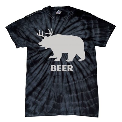 Deer Antlers + Grizzly Bear = Beer Funny Hunting Drinking Tie-Dye T-Shirt