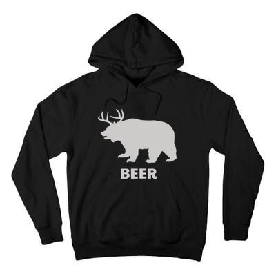 Deer Antlers + Grizzly Bear = Beer Funny Hunting Drinking Tall Hoodie