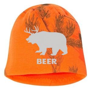 Deer Antlers + Grizzly Bear = Beer Funny Hunting Drinking Kati - Camo Knit Beanie