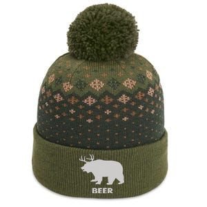 Deer Antlers + Grizzly Bear = Beer Funny Hunting Drinking The Baniff Cuffed Pom Beanie