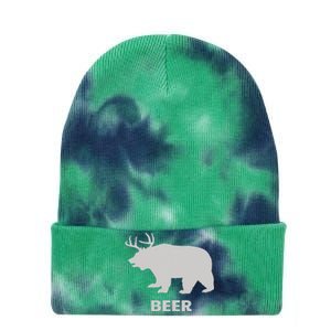 Deer Antlers + Grizzly Bear = Beer Funny Hunting Drinking Tie Dye 12in Knit Beanie