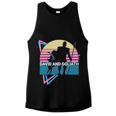 David And Goliath Christian Christianity Retro Ladies PosiCharge Tri-Blend Wicking Tank