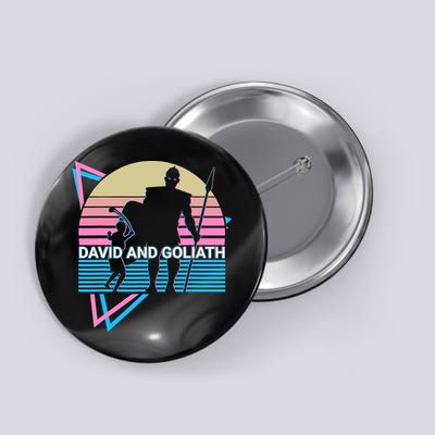 David And Goliath Christian Christianity Retro Button