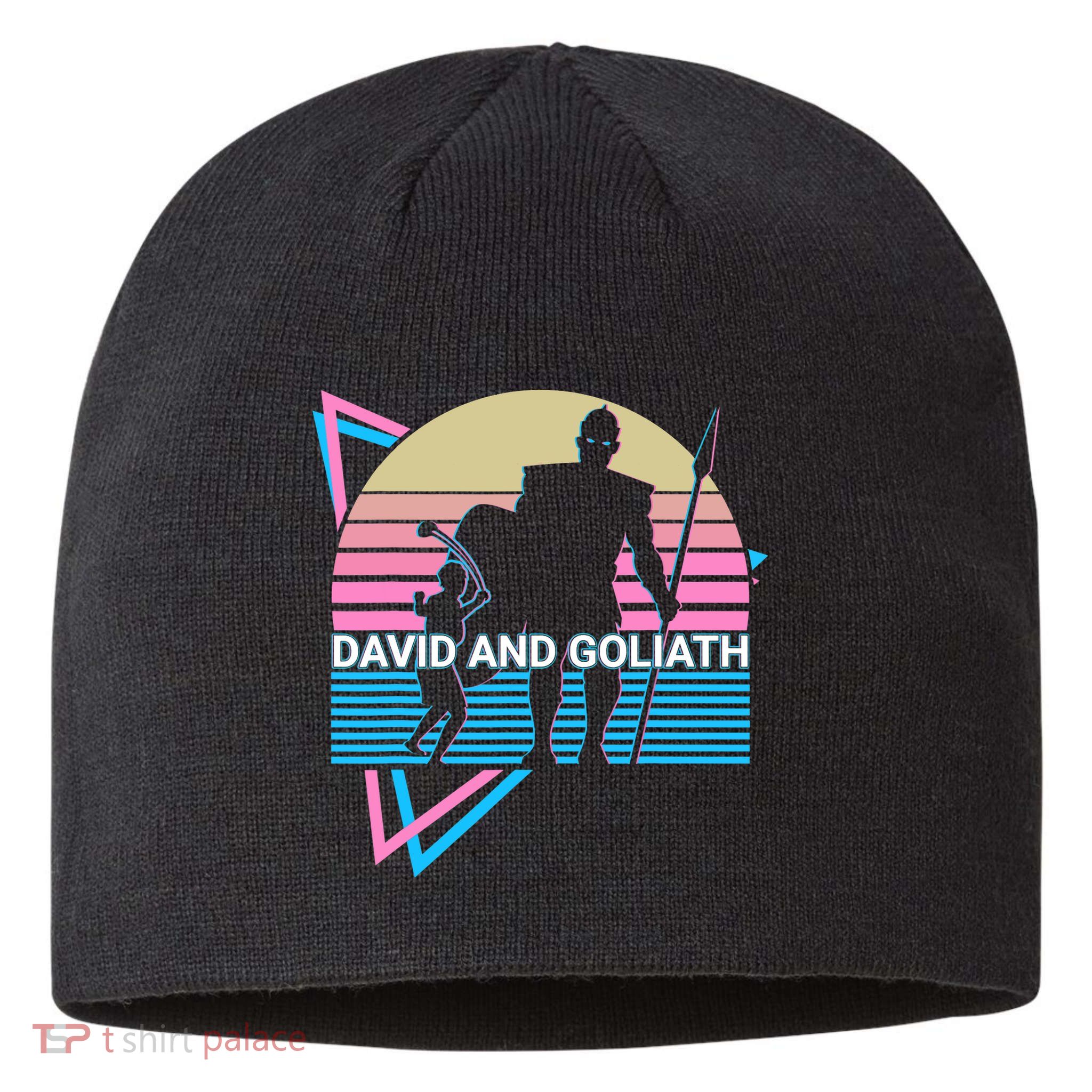 David And Goliath Christian Christianity Retro Sustainable Beanie