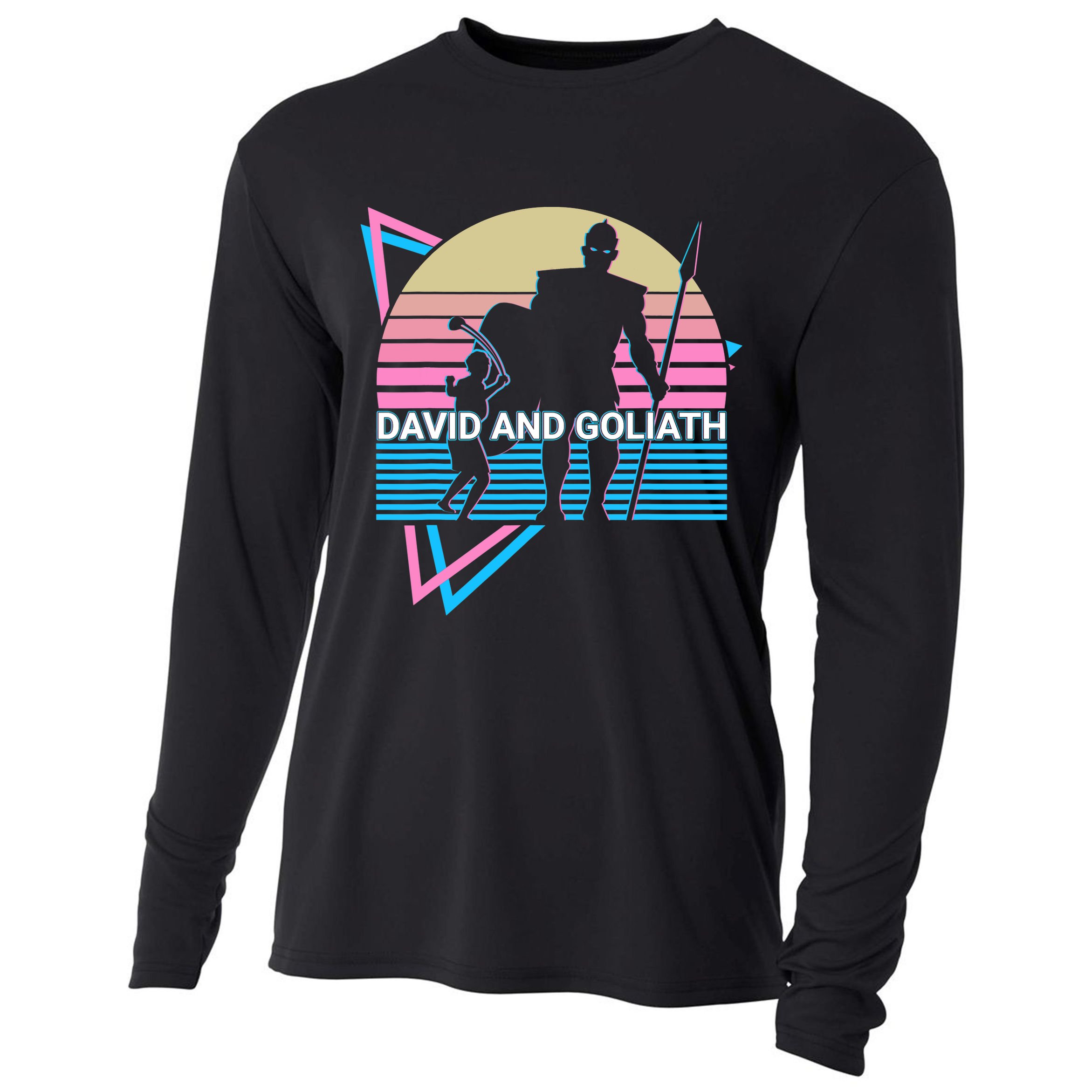 David And Goliath Christian Christianity Retro Cooling Performance Long Sleeve Crew
