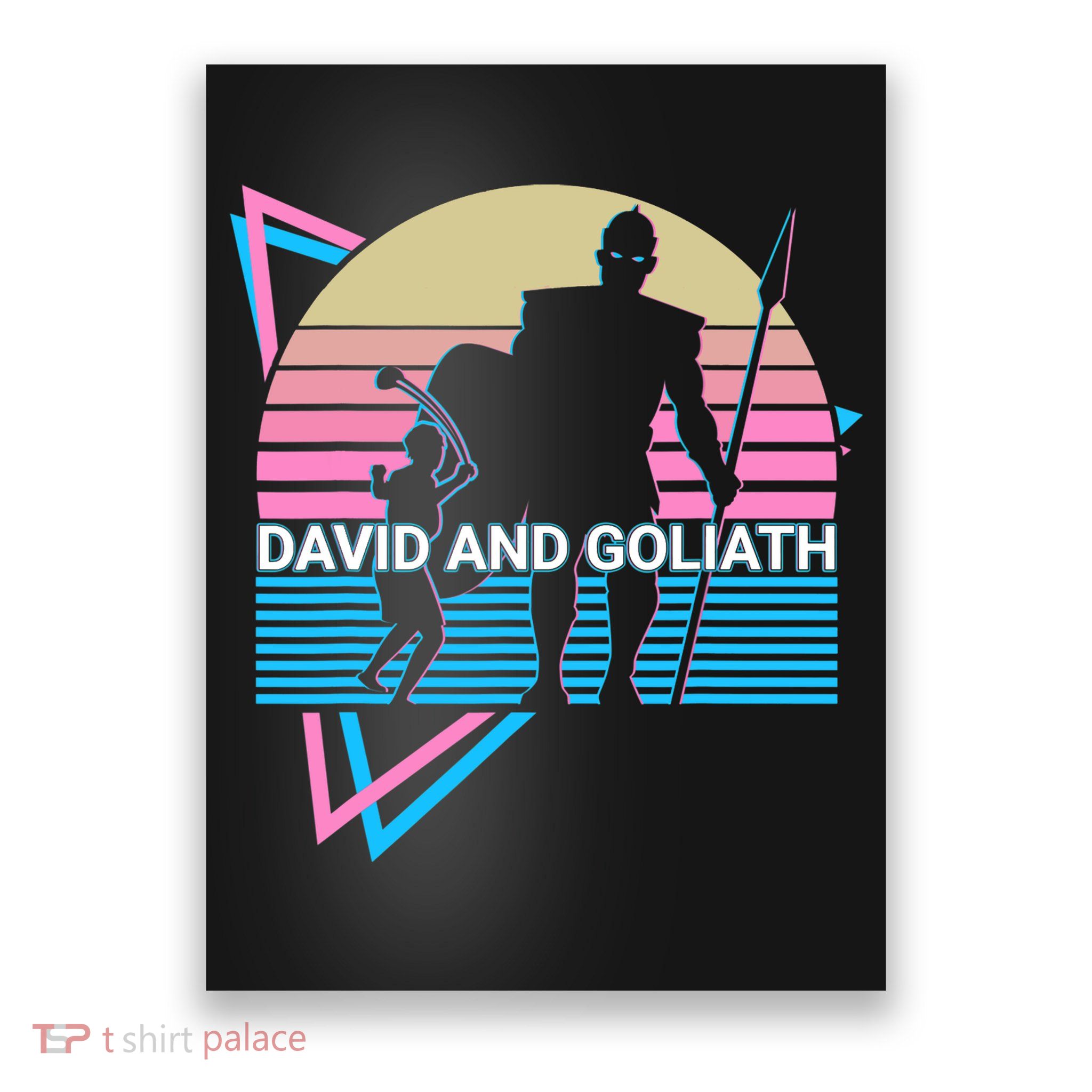 David And Goliath Christian Christianity Retro Poster