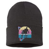 David And Goliath Christian Christianity Retro Sustainable Knit Beanie