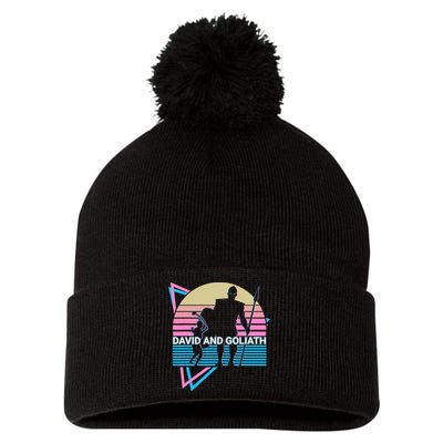 David And Goliath Christian Christianity Retro Pom Pom 12in Knit Beanie