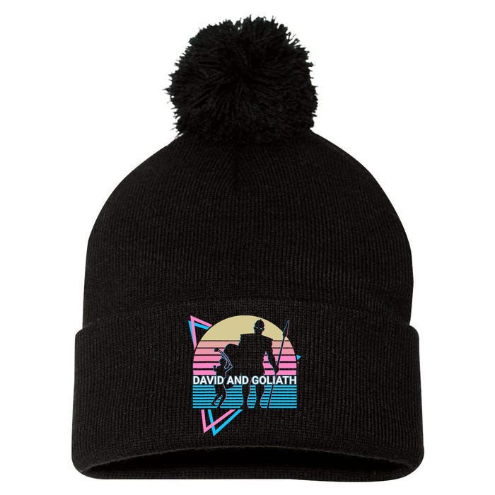 David And Goliath Christian Christianity Retro Pom Pom 12in Knit Beanie