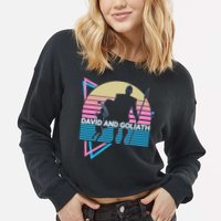 David And Goliath Christian Christianity Retro Cropped Pullover Crew