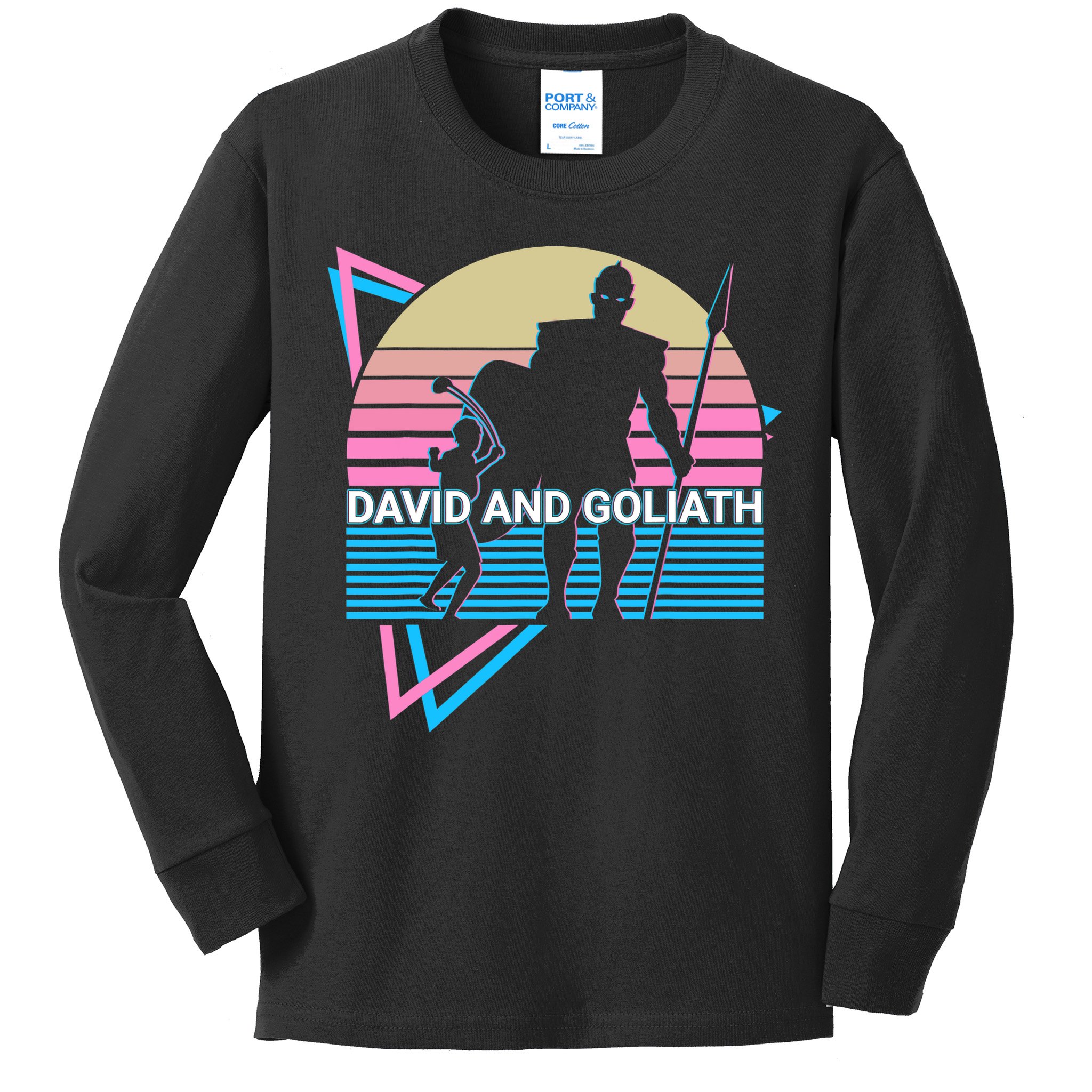 David And Goliath Christian Christianity Retro Kids Long Sleeve Shirt