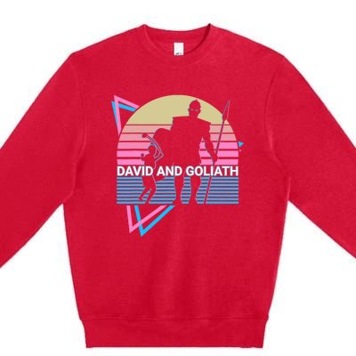 David And Goliath Christian Christianity Retro Premium Crewneck Sweatshirt