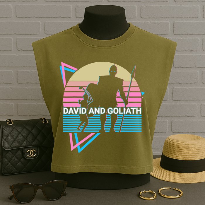 David And Goliath Christian Christianity Retro Garment-Dyed Women's Muscle Tee