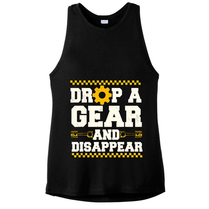 Drop A Gear And Disappear Dirt Track Race Racing Racers Ladies PosiCharge Tri-Blend Wicking Tank