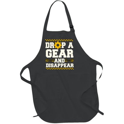 Drop A Gear And Disappear Dirt Track Race Racing Racers Full-Length Apron With Pockets