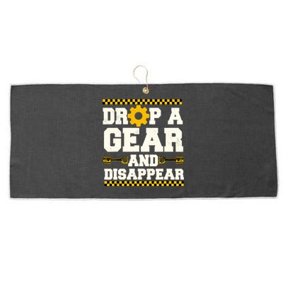 Drop A Gear And Disappear Dirt Track Race Racing Racers Large Microfiber Waffle Golf Towel