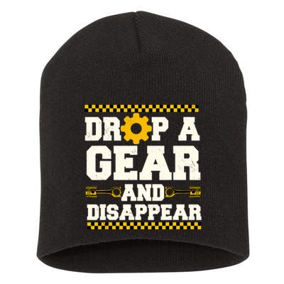 Drop A Gear And Disappear Dirt Track Race Racing Racers Short Acrylic Beanie
