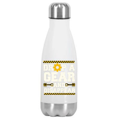 Drop A Gear And Disappear Dirt Track Race Racing Racers Stainless Steel Insulated Water Bottle