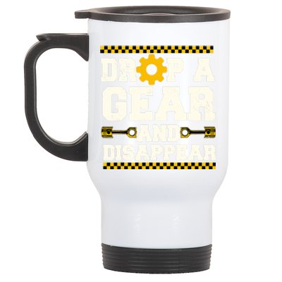 Drop A Gear And Disappear Dirt Track Race Racing Racers Stainless Steel Travel Mug