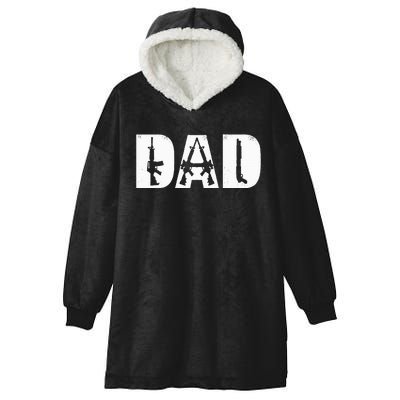 Dad And Guns Collection Vintage FatherS Day Gun Lover Dad Hooded Wearable Blanket