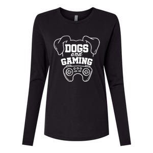 Dogs And Gaming Gamer Video Game Player Games Nerd Geek Gift Womens Cotton Relaxed Long Sleeve T-Shirt