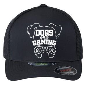 Dogs And Gaming Gamer Video Game Player Games Nerd Geek Gift Flexfit Unipanel Trucker Cap