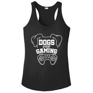 Dogs And Gaming Gamer Video Game Player Games Nerd Geek Gift Ladies PosiCharge Competitor Racerback Tank