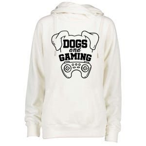 Dogs And Gaming Gamer Video Game Player Games Nerd Geek Gift Womens Funnel Neck Pullover Hood