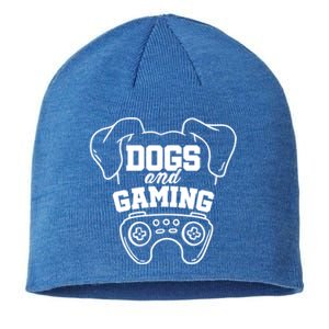 Dogs And Gaming Gamer Video Game Player Games Nerd Geek Gift Sustainable Beanie