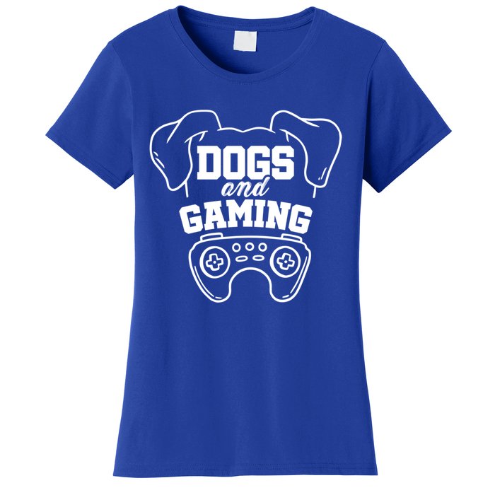 Dogs And Gaming Gamer Video Game Player Games Nerd Geek Gift Women's T-Shirt