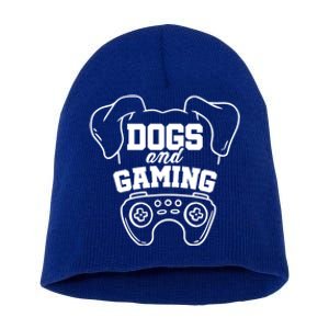 Dogs And Gaming Gamer Video Game Player Games Nerd Geek Gift Short Acrylic Beanie