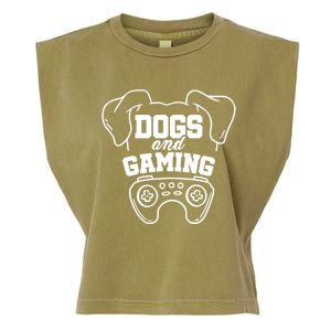 Dogs And Gaming Gamer Video Game Player Games Nerd Geek Gift Garment-Dyed Women's Muscle Tee