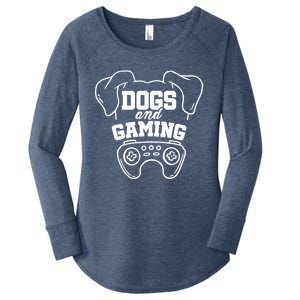 Dogs And Gaming Gamer Video Game Player Games Nerd Geek Gift Women's Perfect Tri Tunic Long Sleeve Shirt