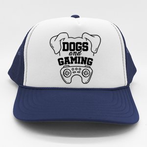 Dogs And Gaming Gamer Video Game Player Games Nerd Geek Gift Trucker Hat