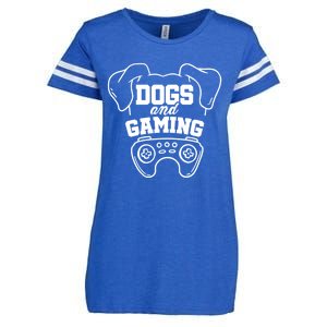 Dogs And Gaming Gamer Video Game Player Games Nerd Geek Gift Enza Ladies Jersey Football T-Shirt