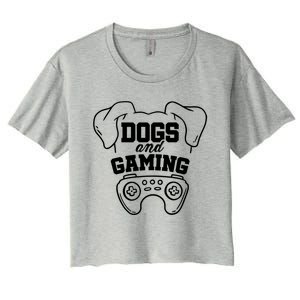 Dogs And Gaming Gamer Video Game Player Games Nerd Geek Gift Women's Crop Top Tee