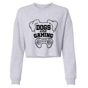 Dogs And Gaming Gamer Video Game Player Games Nerd Geek Gift Cropped Pullover Crew