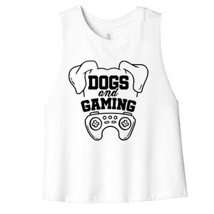 Dogs And Gaming Gamer Video Game Player Games Nerd Geek Gift Women's Racerback Cropped Tank