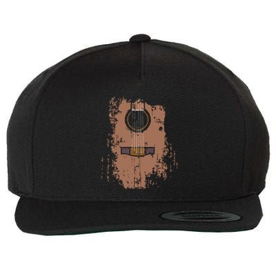 Distressed Acoustic Guitar Vintage Player Rock Roll Music Wool Snapback Cap