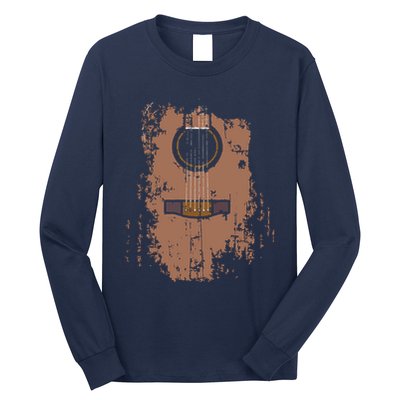 Distressed Acoustic Guitar Vintage Player Rock Roll Music Long Sleeve Shirt