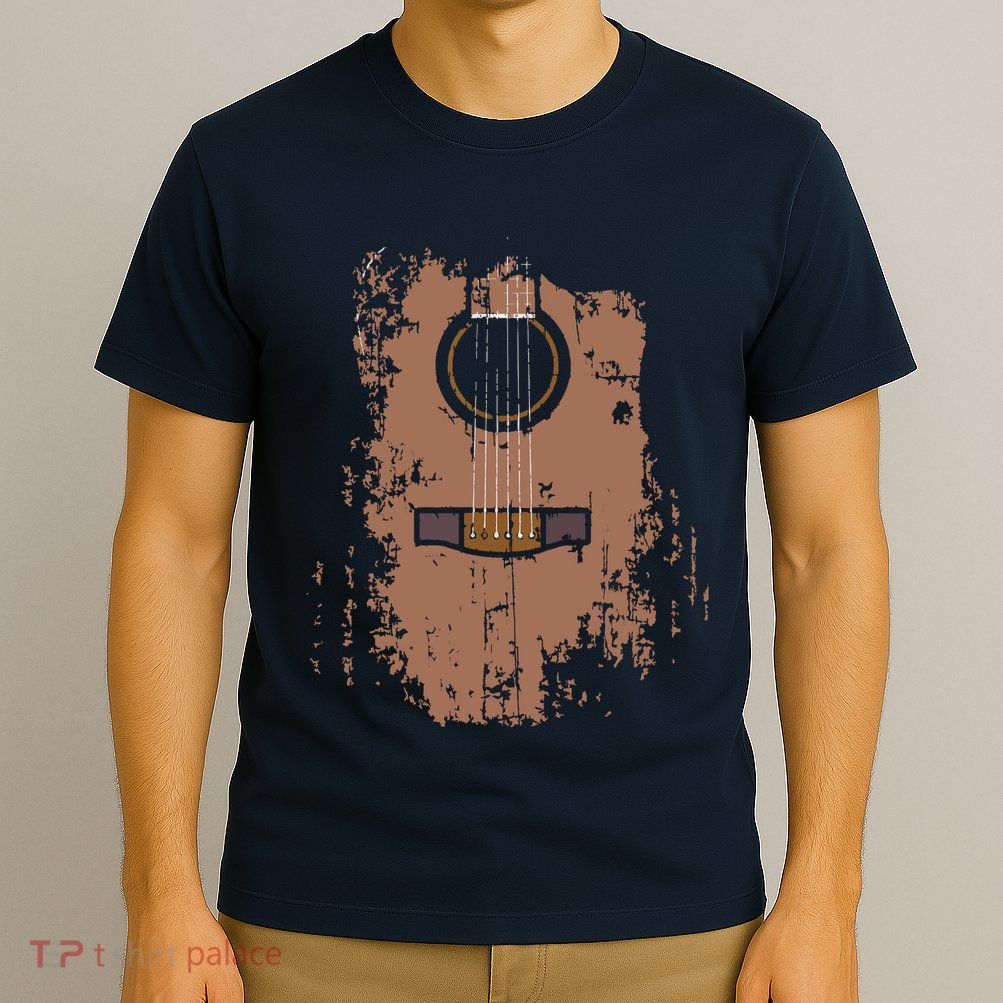 Distressed Acoustic Guitar Vintage Player Rock Roll Music T-Shirt