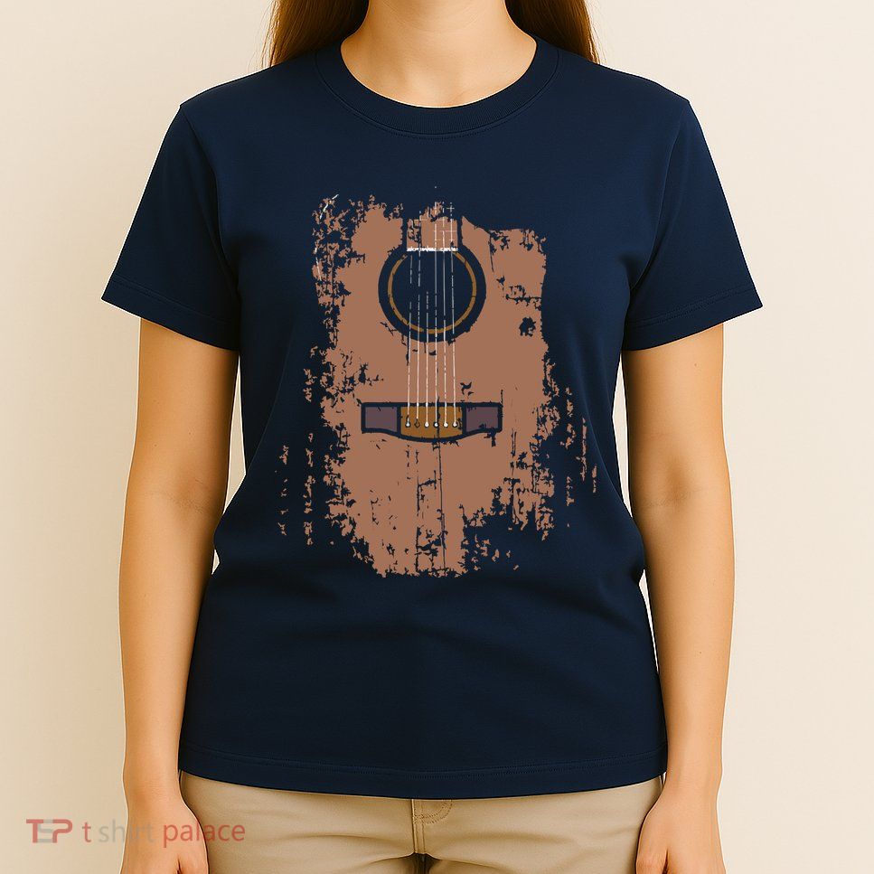 Distressed Acoustic Guitar Vintage Player Rock Roll Music T-Shirt