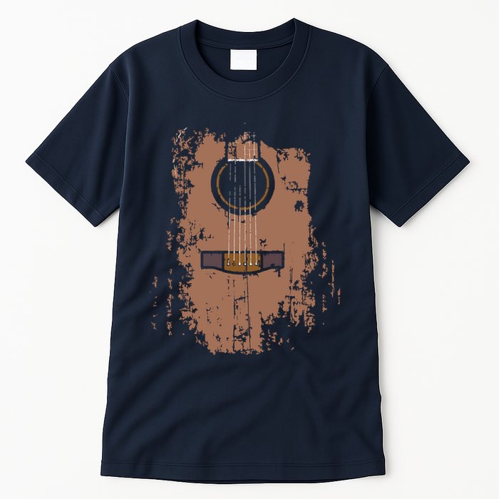 Distressed Acoustic Guitar Vintage Player Rock Roll Music Tall T-Shirt