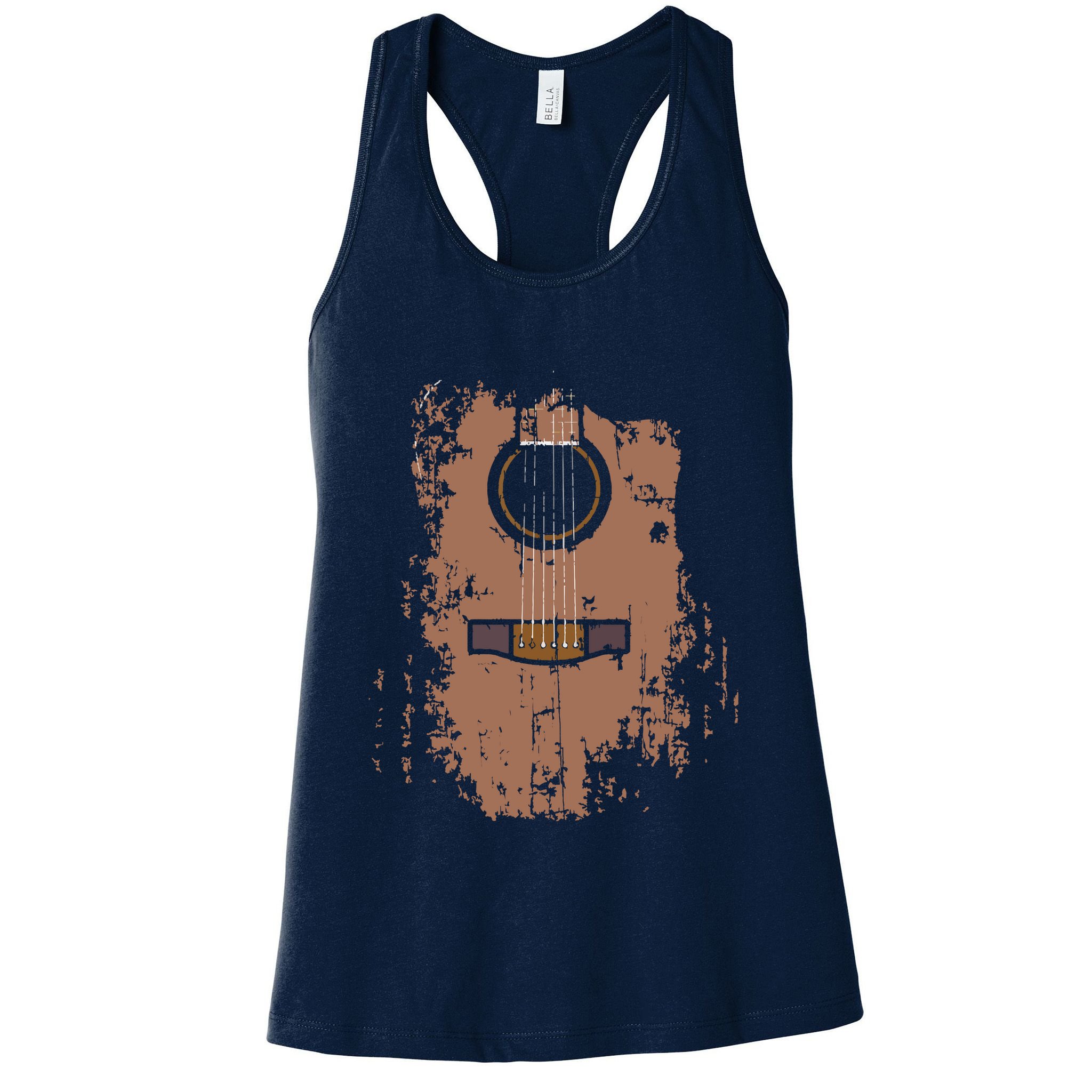 Distressed Acoustic Guitar Vintage Player Rock Roll Music Womens Tank Top
