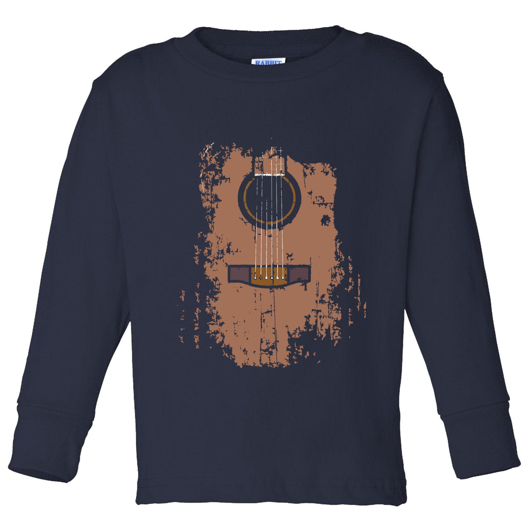 Distressed Acoustic Guitar Vintage Player Rock Roll Music Toddler Long Sleeve Shirt