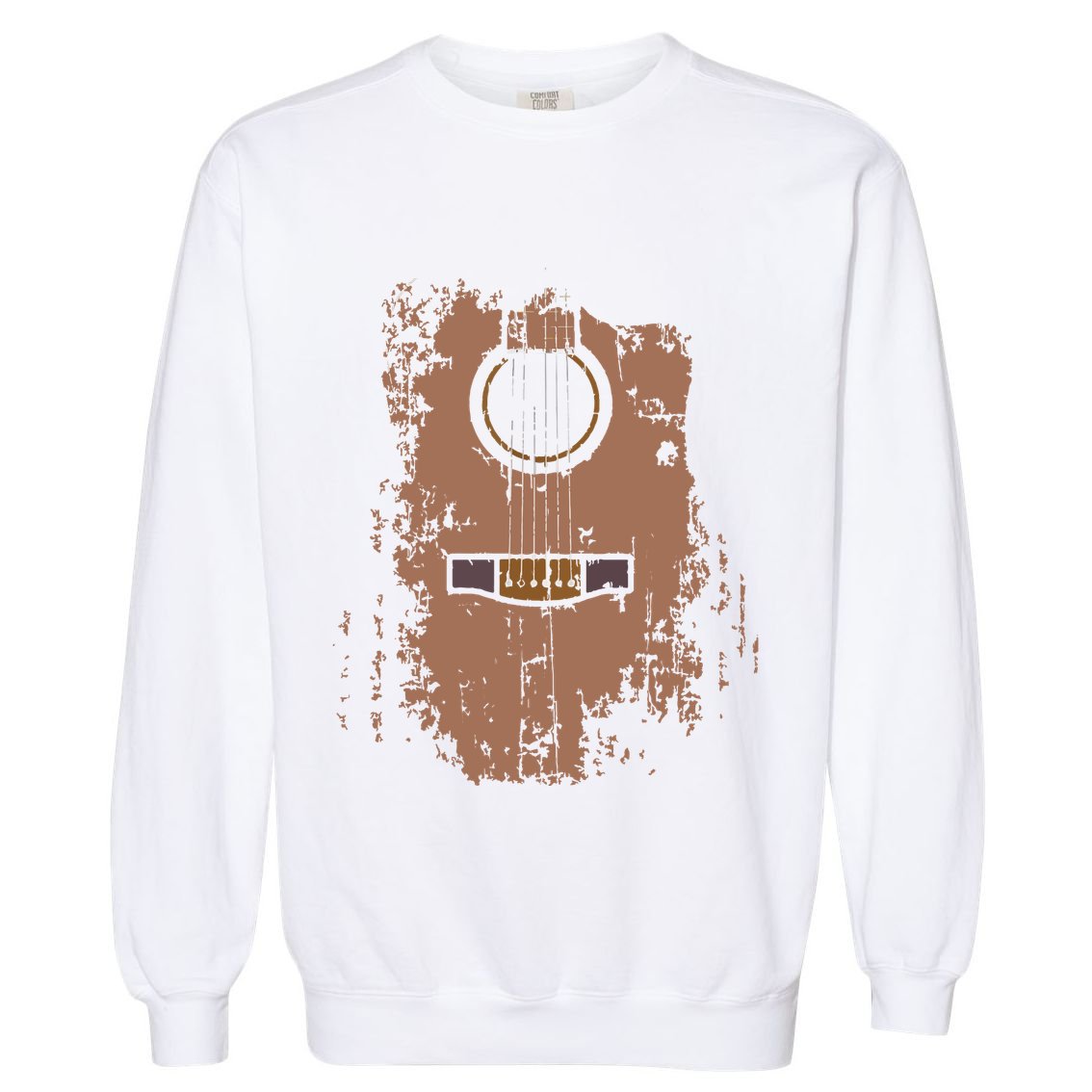 Distressed Acoustic Guitar Vintage Player Rock Roll Music Garment-Dyed Sweatshirt