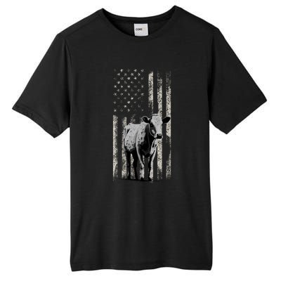 Distressed Americanmeaningful Giftflag Cow Vintage Patriotic Farmer Funny Gift Tall Fusion ChromaSoft Performance T-Shirt