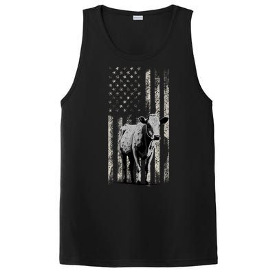 Distressed Americanmeaningful Giftflag Cow Vintage Patriotic Farmer Funny Gift PosiCharge Competitor Tank